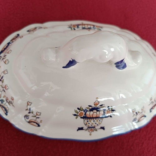 French faience soup tureen with platter and lid, like new
