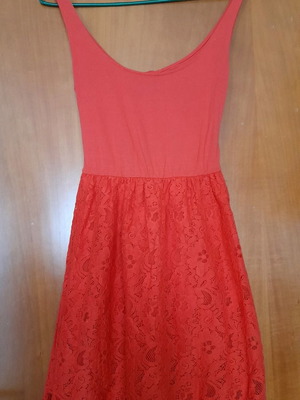 Stradivarius dress used, coral lace, size S