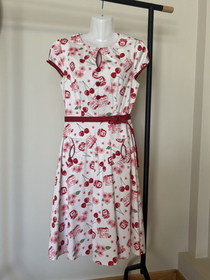 Voodoo Vixen midi dress like new with cherries and flowers, size M
