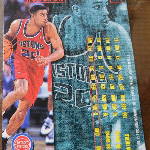 Allan Houston 1995-96 Fleer card used, Detroit Pistons basketball