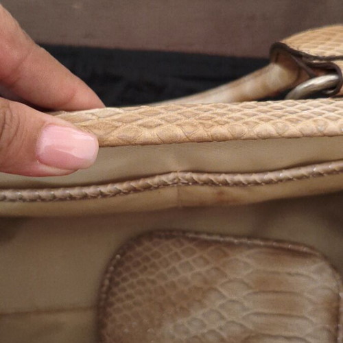 Nine West Vintage Y2K Satchel Doctor Bag in Nude snakeskin, like new