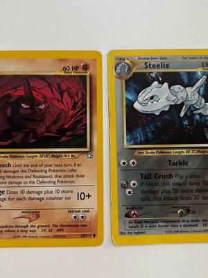 Pokémon cards Neo Genesis Onix and Steelix used, pack of 2
