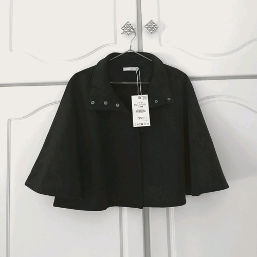 Women's short black suede cape Zara new, size M-L