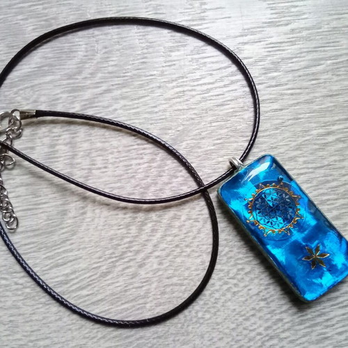 Handmade double-sided necklace new, blue and turquoise