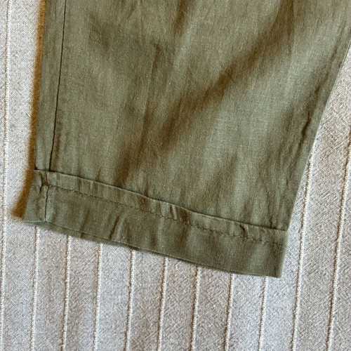 ALE Khaki Linen Blend Pleated Cropped Pants size S, like new