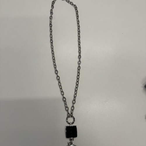 Women's silver necklace with black stone