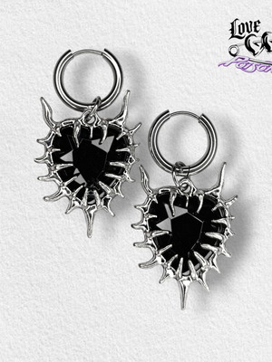Nevermore σκουλαρίκια κρίκοι handmade, καινούργια, μαύρο και ασημί