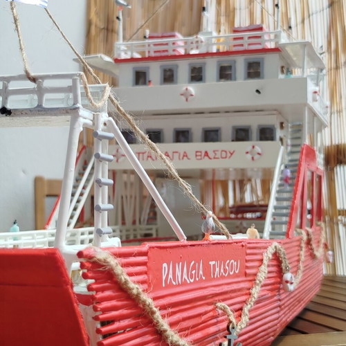 Handmade ferry boat miniature Panagia Thassou