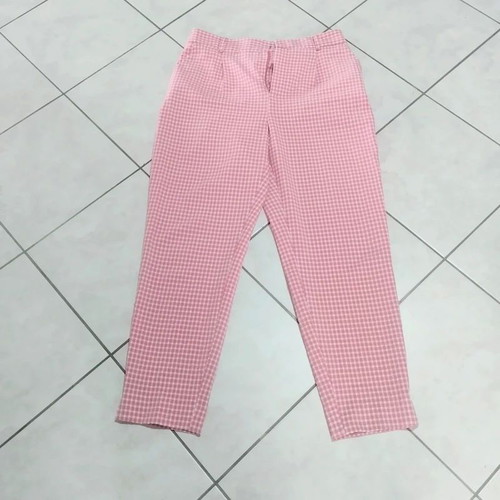 Zara pants carreaux vichy dusty pink M ankle length like new