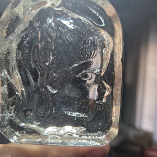 Glass table decoration with female figure, height 6cm, like new