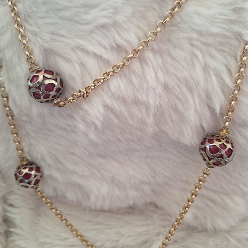 Long necklace double-wear 62cm like new, red and gold