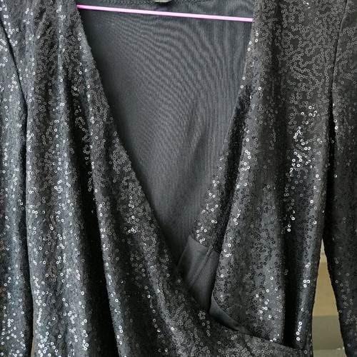 Black dress with sequins Sfera new, short long-sleeve