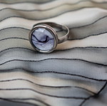 Artisan ring new with alcohol ink and epoxy resin, stainless steel base