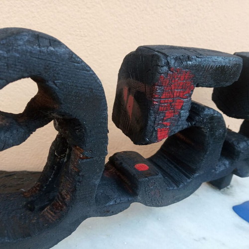 Konstantinoupoli Artistic Work 1955 with Burned Wood and Marble