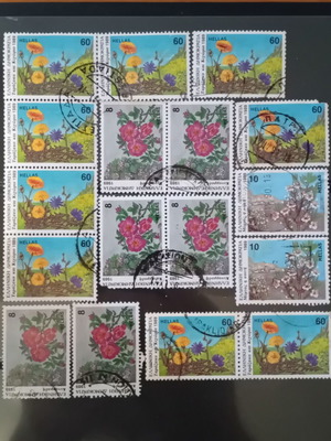 Greek Stamps used, 1988-1989 Wildflowers Edition, 21 pieces