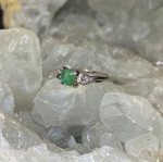 Handmade Silver Ring with Natural Emerald 925 Size 15mm