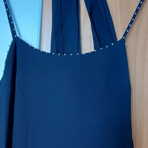 Dress with straps and small pearls like new, blue