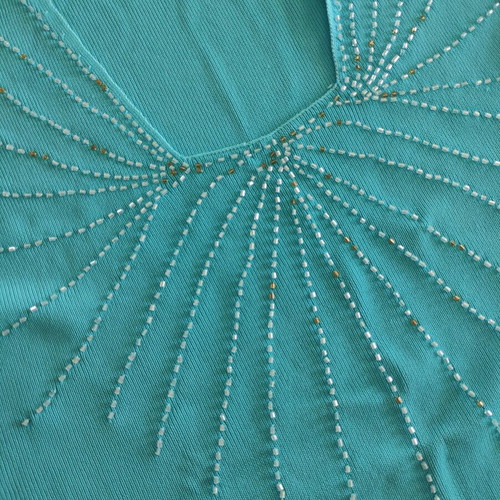 Vintage Y2K Light Blue Knit Top with Beaded Starburst Detail, like new