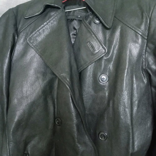 Leather men's overcoat like new, genuine leather, black, size XS