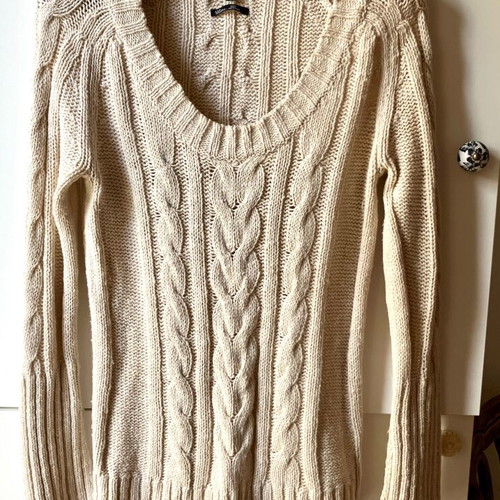 Massimo Dutti knitted sweater size M like new, beige, cotton linen