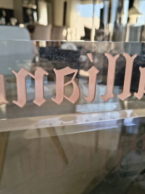 Galliano acrylic logo display, collectible