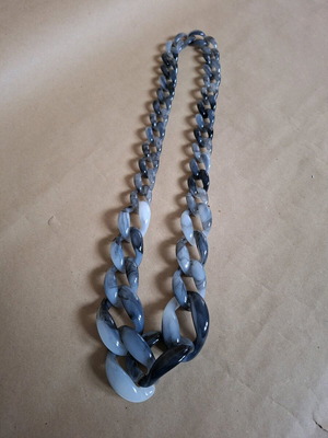 Long necklace like new, gray and blue plastic with detachable links