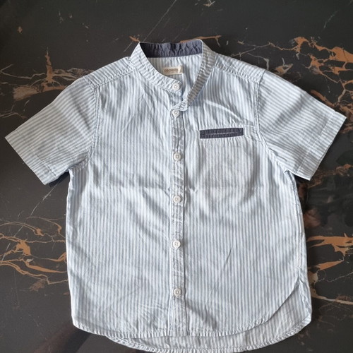 Orchestra boys' shirt size 110 cm like new, white with turquoise stripes