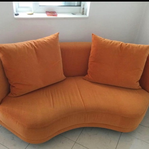 Sit Now by HULSTA velvet two-seater sofa like new orange handmade
