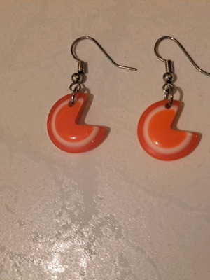 Dangling earrings new, coral red