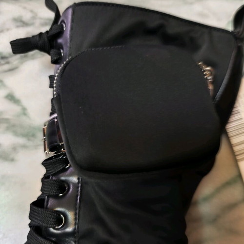 Celestino military style black boots new with chunky sole and side pouch