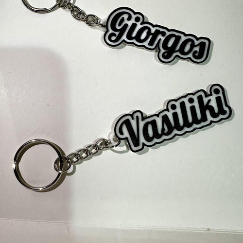 Custom keychain with name like new, black and white