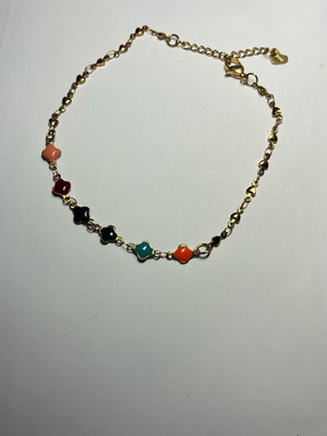 Stainless steel anklet new, multicolor and gold-tone