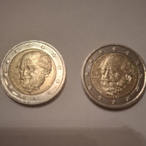 Two Andreas Kalvos Commemorative 2 Euro Coins like new