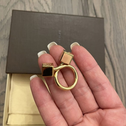Louis Vuitton Double Cube Ring, gold-tone metal, size 53-54
