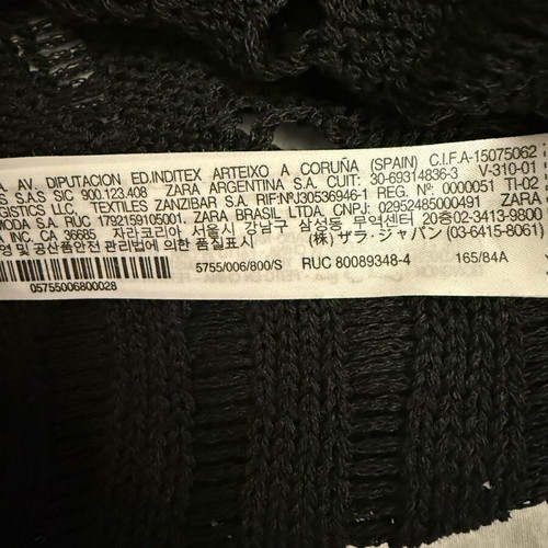 Zara Black Open-Knit Top Like New, Size S