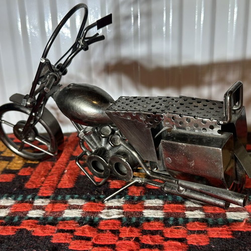 Vintage handmade metal chopper motorcycle decoration