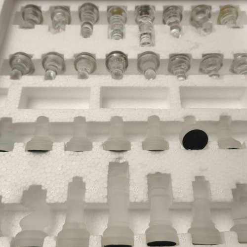 Luxury chess game with glass pieces and board, like new