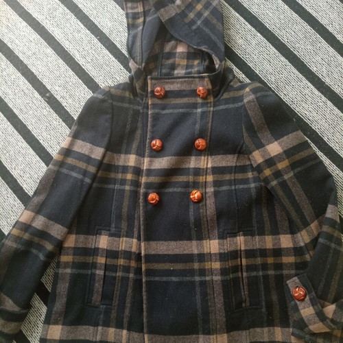 Zara mid-length checked coat used, size M