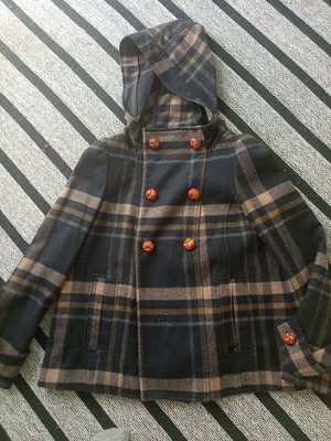 Zara mid-length checked coat used, size M