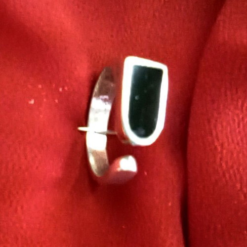 Minimalist 925 Silver Ring with Black Onyx, Adjustable