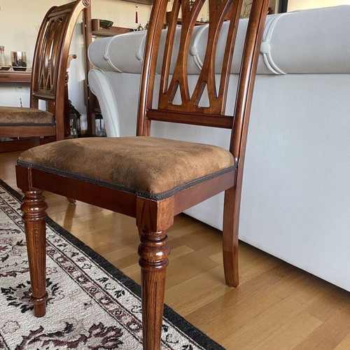 Vintage dining set from solid American rosewood with 6 chairs and extensions like new