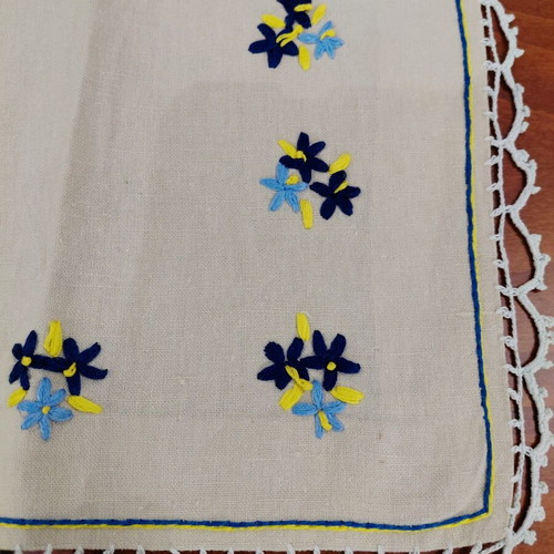 Traditional handmade embroidered tablecloth 58×56cm, beige