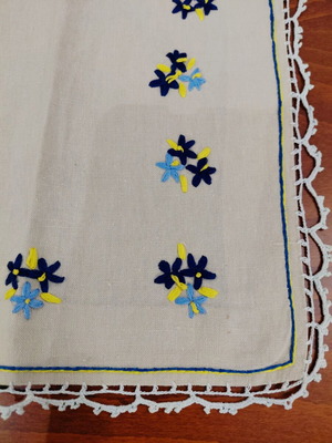 Traditional handmade embroidered tablecloth 58×56cm, beige
