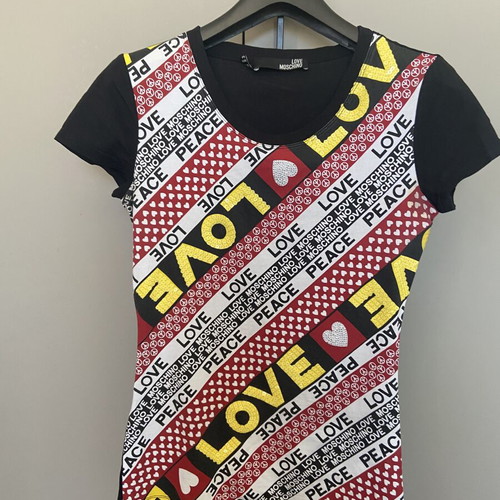 Love Moschino T-shirt with sequins and rhinestones, size S