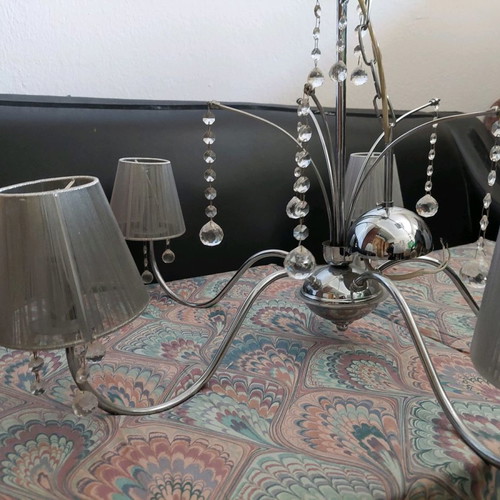 Silver 5-Light Chandelier used with lampshades