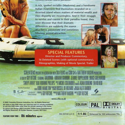 Swept Away DVD, comedy romantic with subtitles