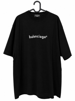 Μαύρο T-shirt Balenciaga με λογότυπο, μέγεθος M