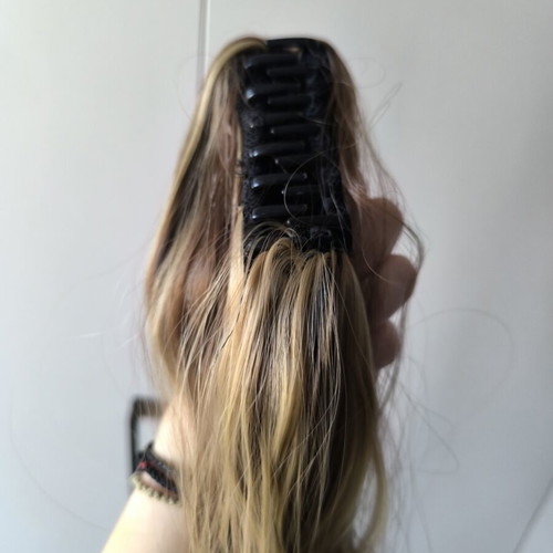 Brown blonde ponytail with clip