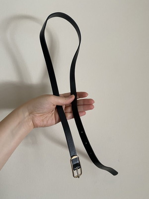 Black Faux Leather Belt with Gold Buckle like new, adjustable