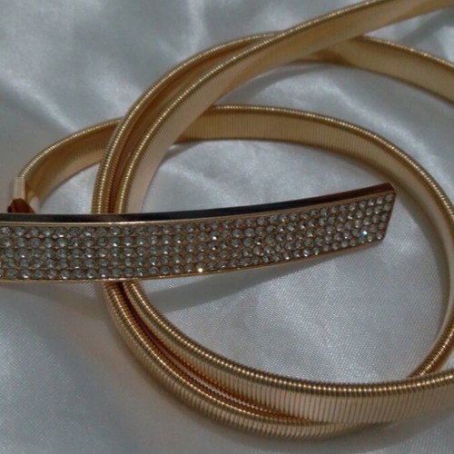 Gold metal elastic belt with rhinestones new, adjustable